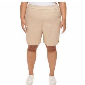 DKNY Jeans Women's Chino Khaki Shorts Stretch Slimming Waistband SZ 2X